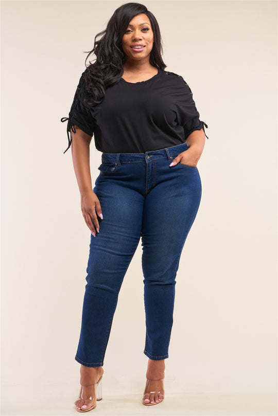 Plus Size Low-mid Rise Straight Cut Denim Pants