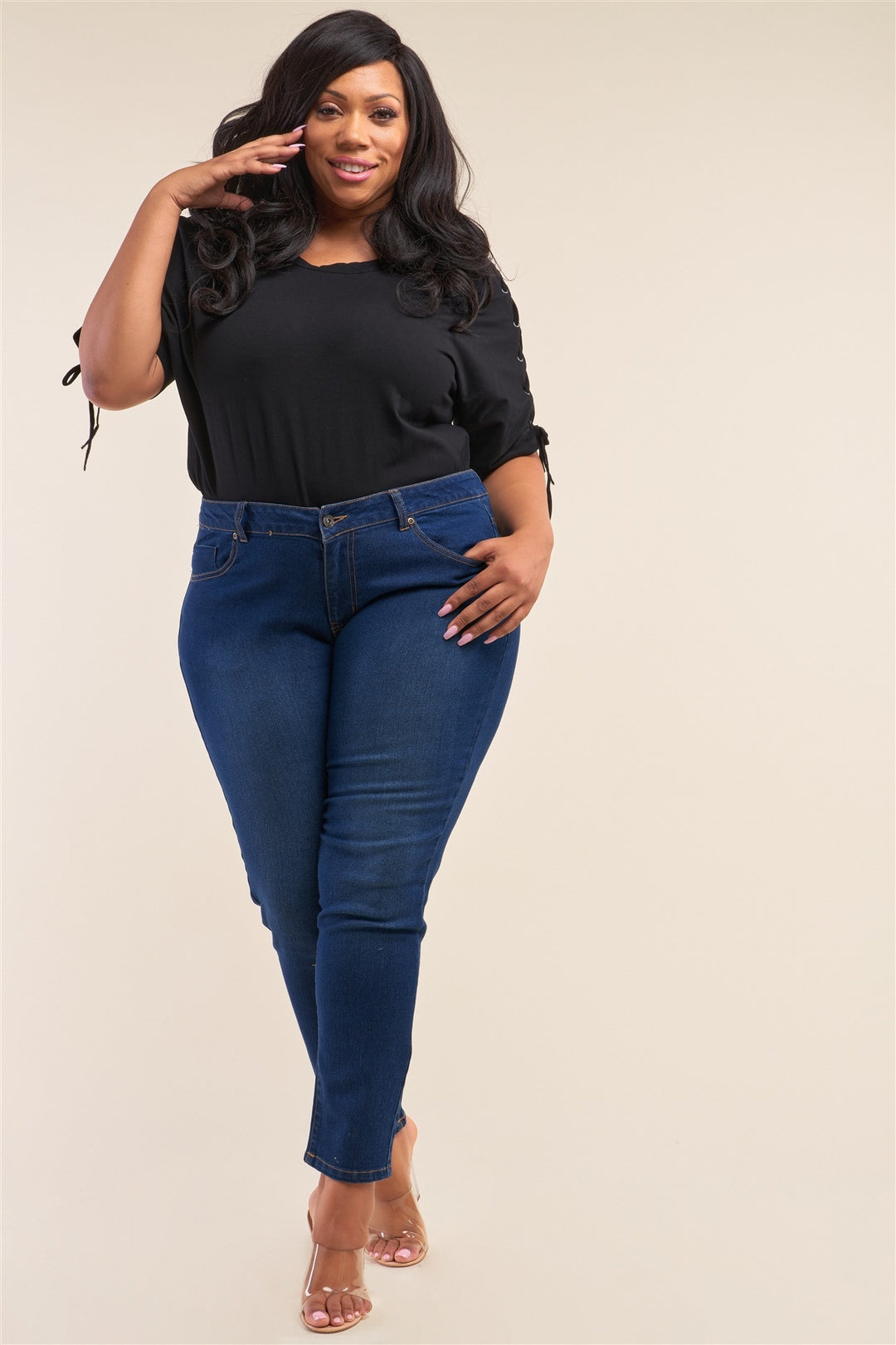 Plus Size Low-mid Rise Straight Cut Denim Pants