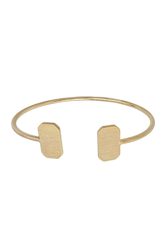 Double Metal Rectangle Open Bangle Bracelet