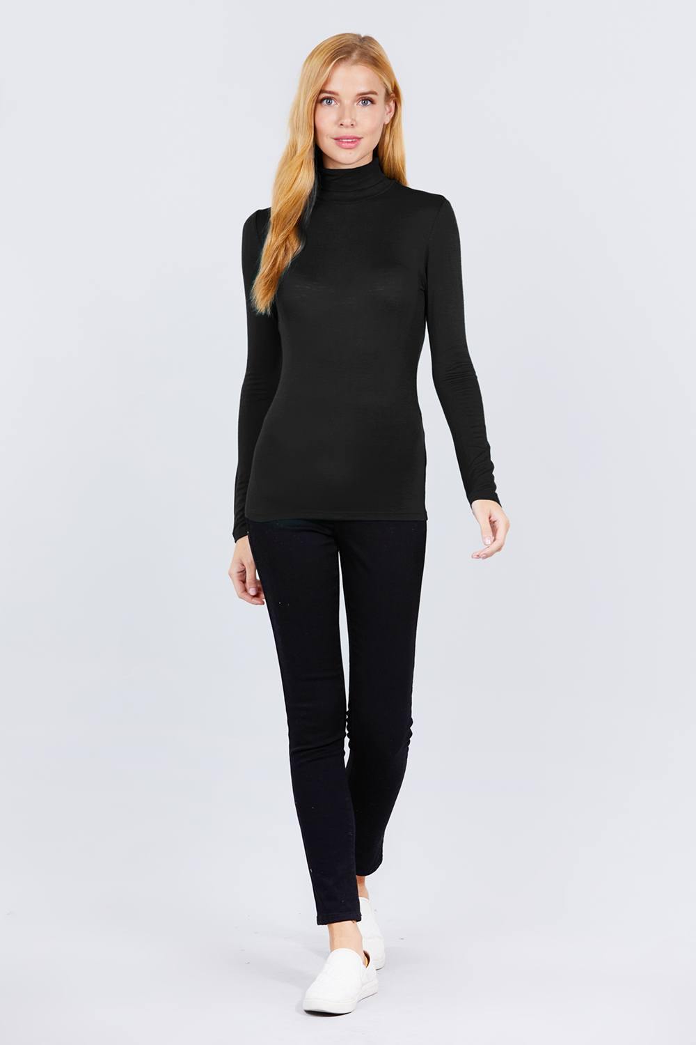 Turtle Neck Rayon Jersey Top - bulkybox