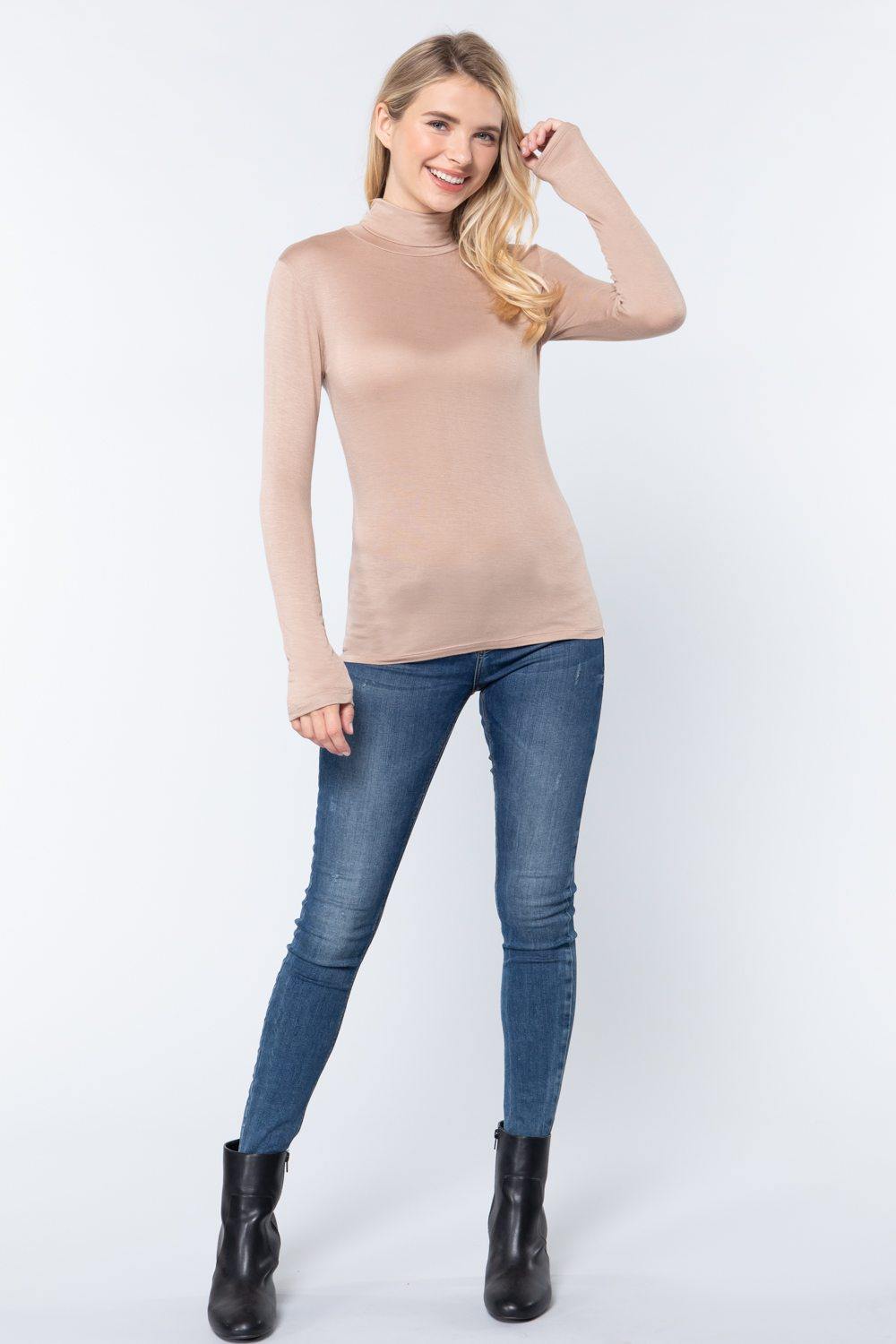 Turtle Neck Rayon Jersey Top - bulkybox