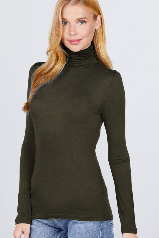 Turtle Neck Rayon Jersey Top - bulkybox