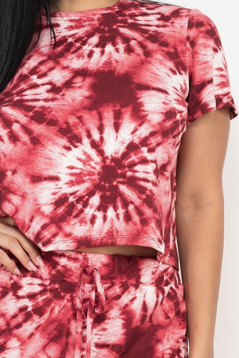 Tie-dye Printed Top And Pants Set - bulkybox