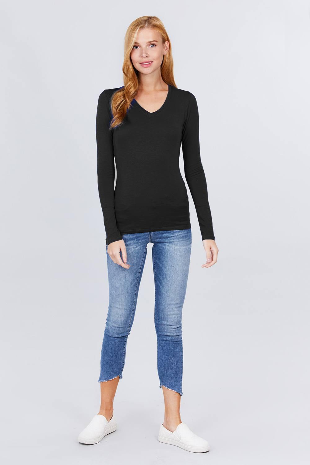 Cotton Jersey V-neck Top - bulkybox