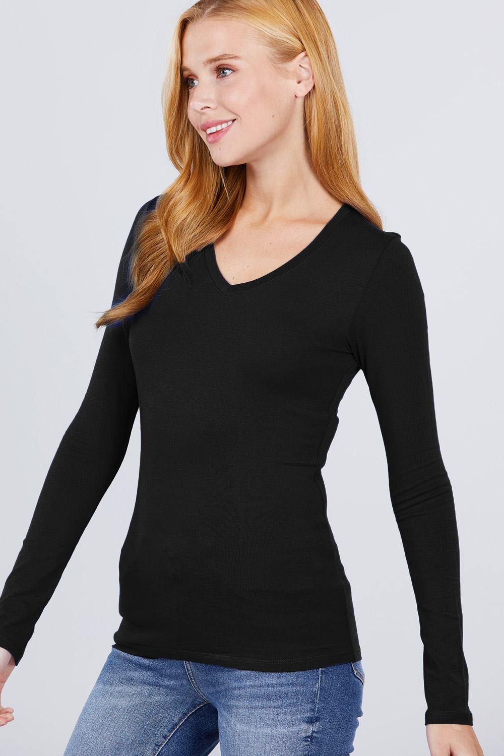 Cotton Jersey V-neck Top - bulkybox