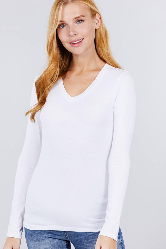 Cotton Jersey V-neck Top - bulkybox