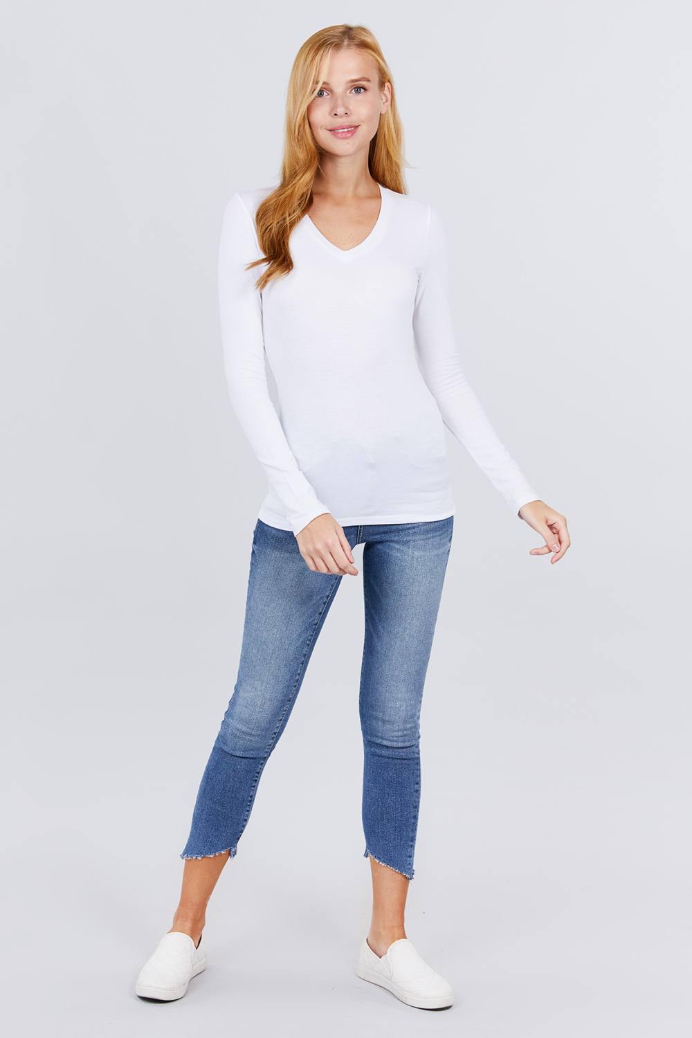 Cotton Jersey V-neck Top - bulkybox