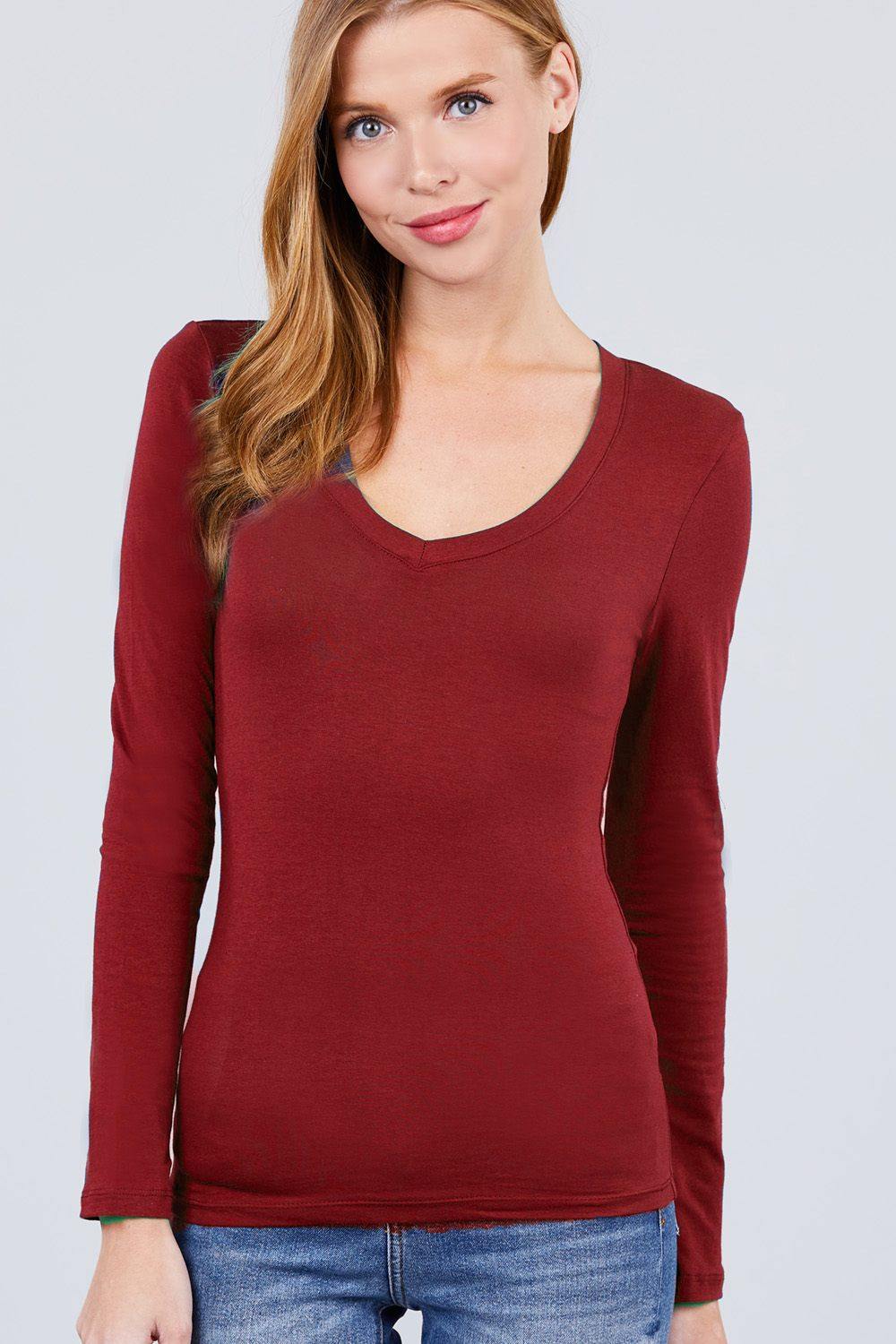 Cotton Jersey V-neck Top - bulkybox