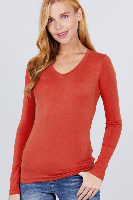 Cotton Jersey V-neck Top - bulkybox