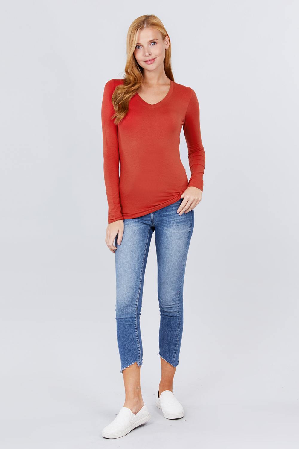 Cotton Jersey V-neck Top - bulkybox