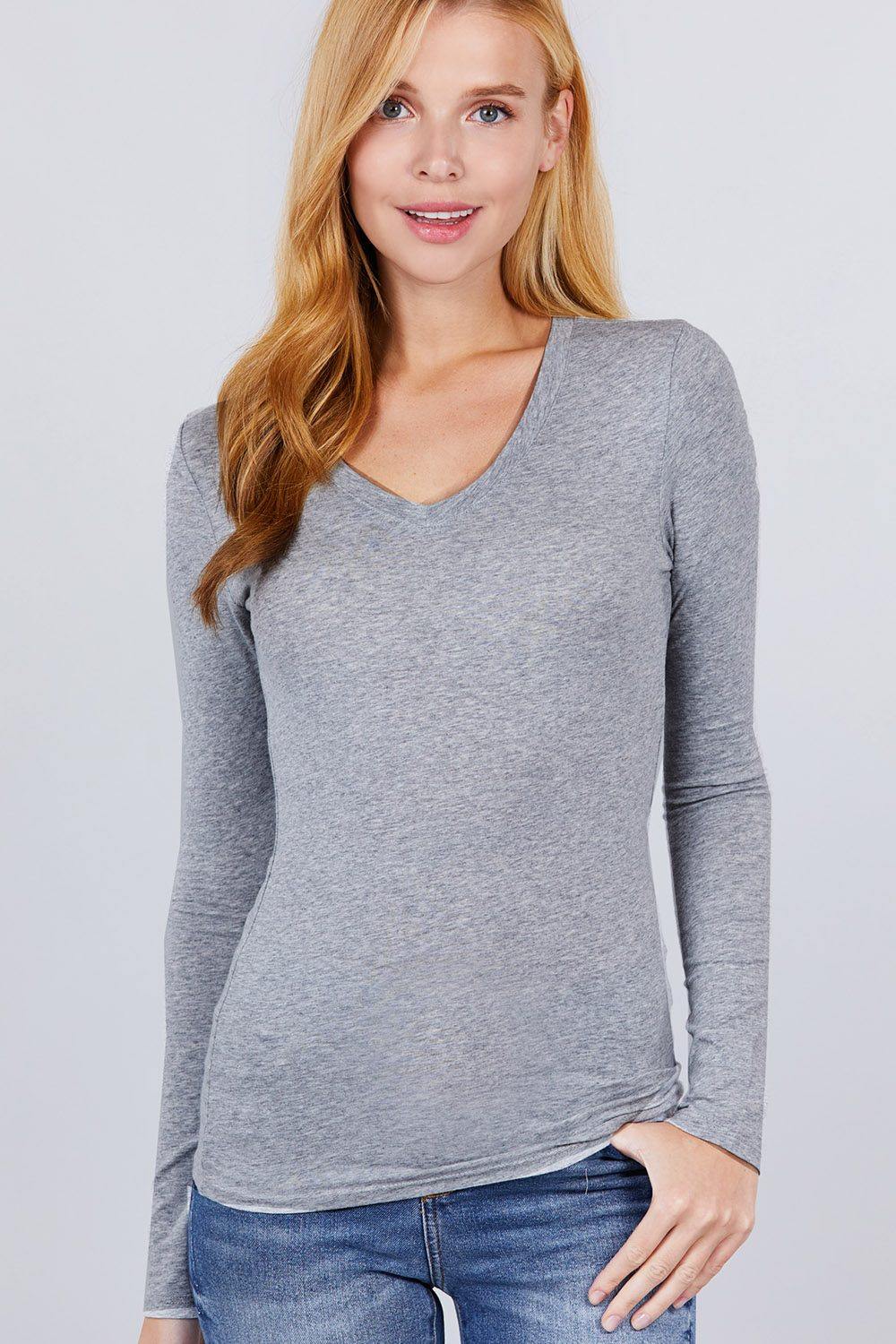 Cotton Jersey V-neck Top - bulkybox