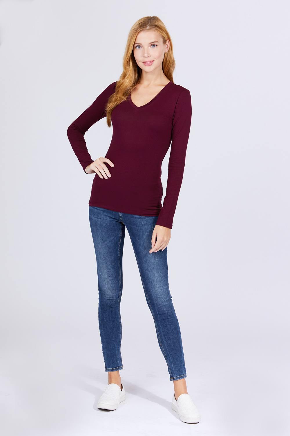 Cotton Jersey V-neck Top - bulkybox