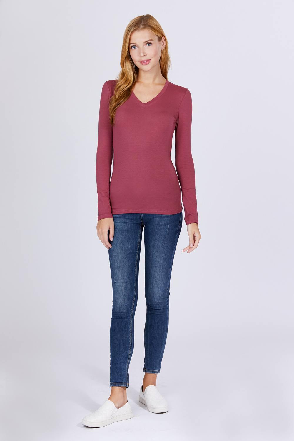 Cotton Jersey V-neck Top - bulkybox