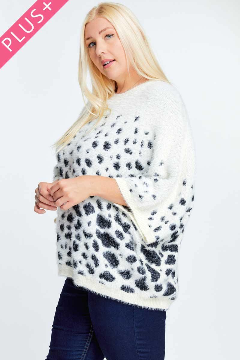 Printed Round Neck Loose Sweater - bulkybox