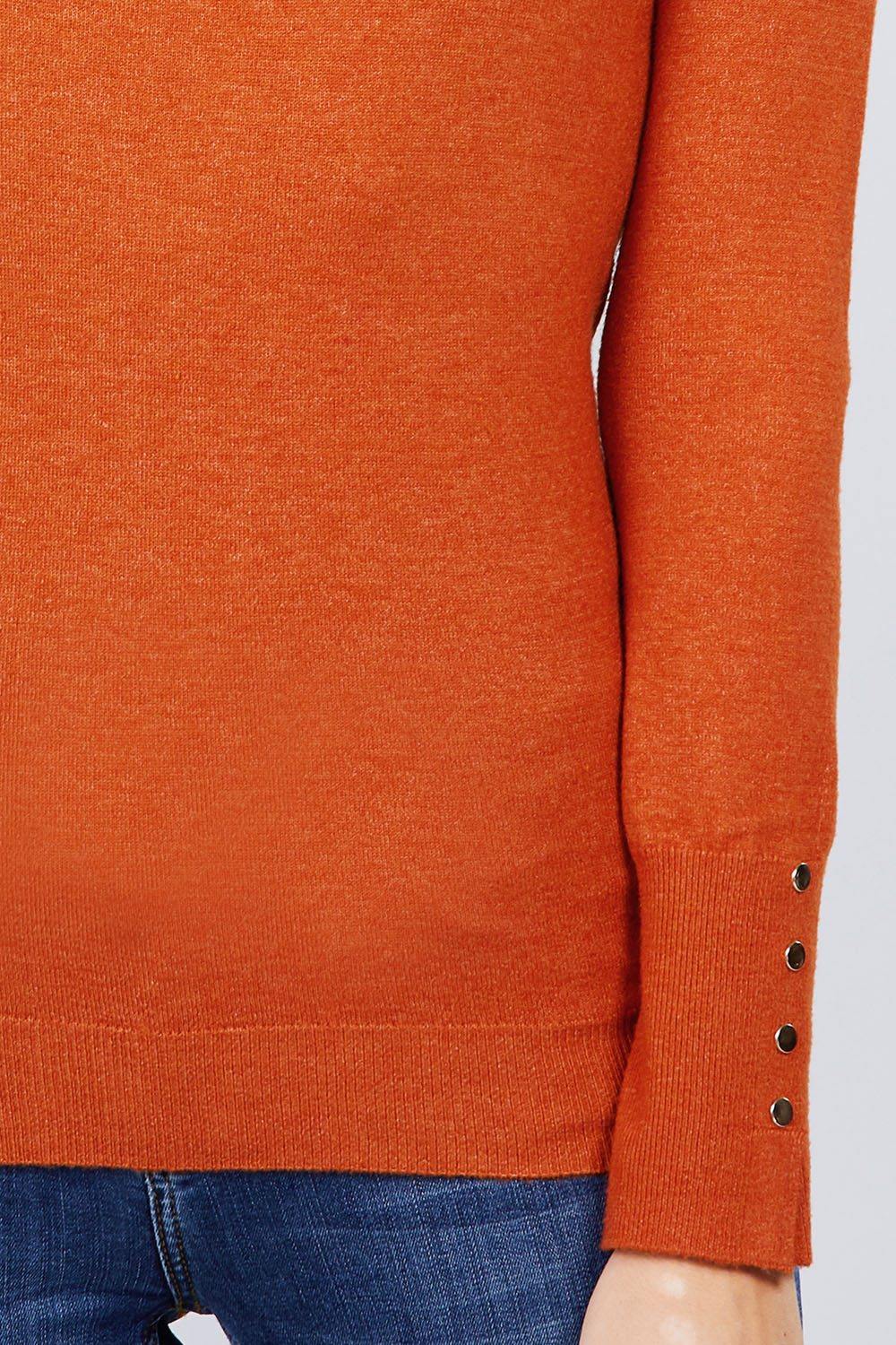 Crew Neck Sweater W/rivet Button - bulkybox