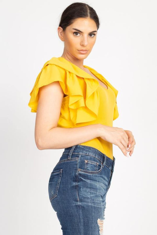 Ruffle Tiered Ribbed Top - bulkybox