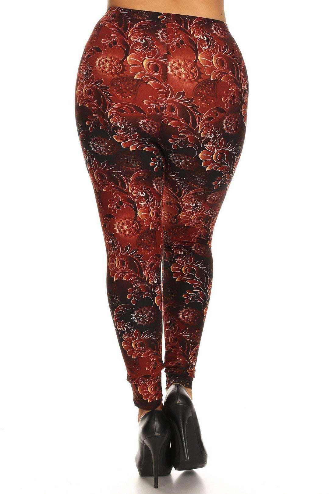 Plus Size Abstract Print, Full Length Leggings In A Slim Fitting Style With A Banded High Waist. - bulkybox