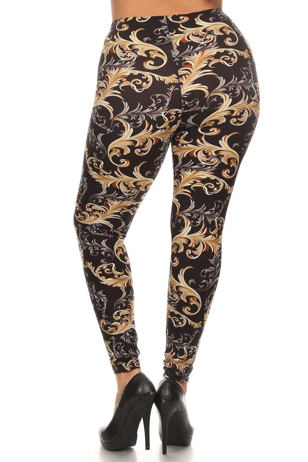 Plus Size Paisley Print, Full Length Leggings In A Slim Fitting Style With A Banded High Waist - bulkybox