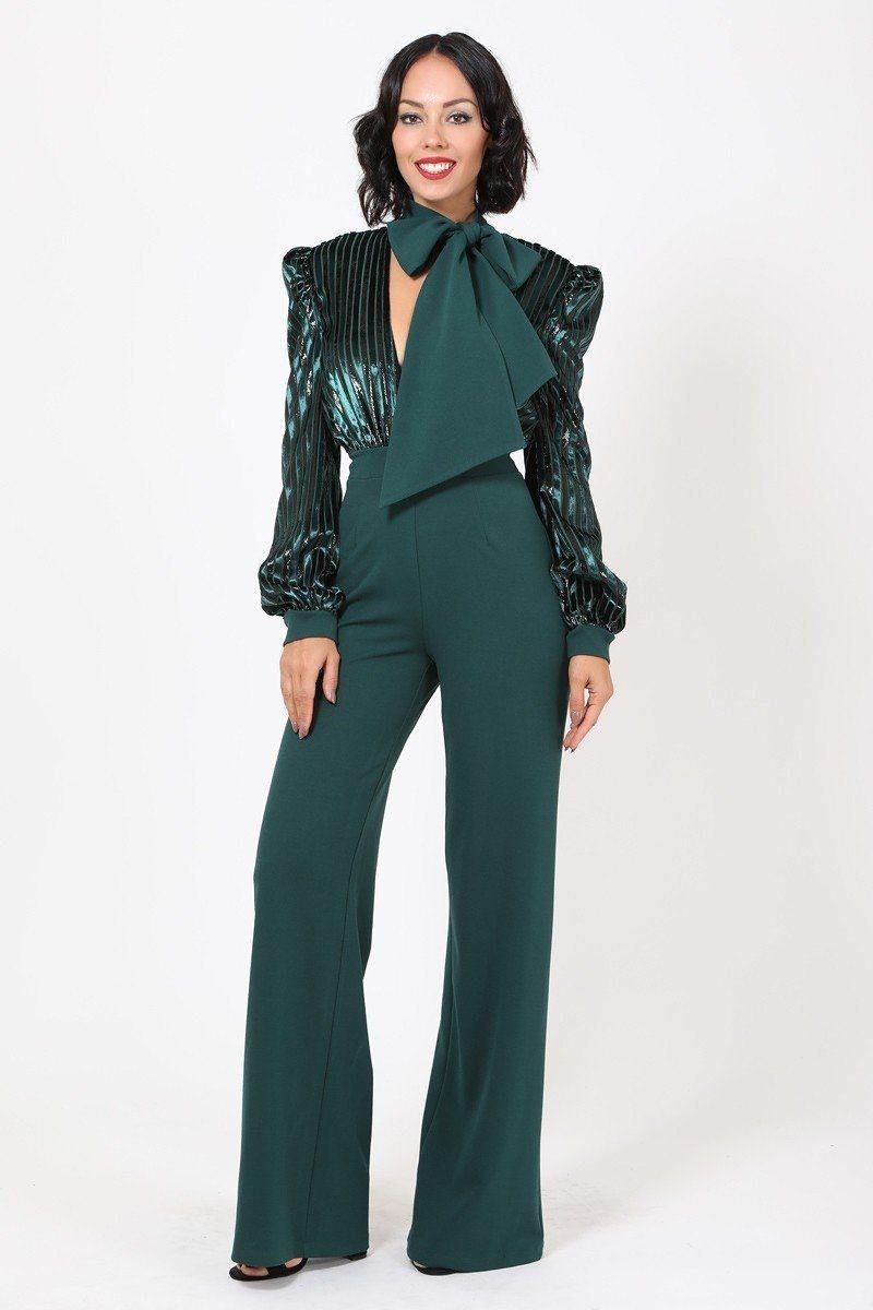 Gorgeous Shiny Lining Pattern Jumpsuit - bulkybox