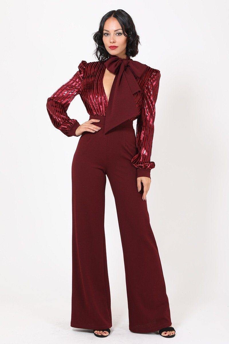 Gorgeous Shiny Lining Pattern Jumpsuit - bulkybox