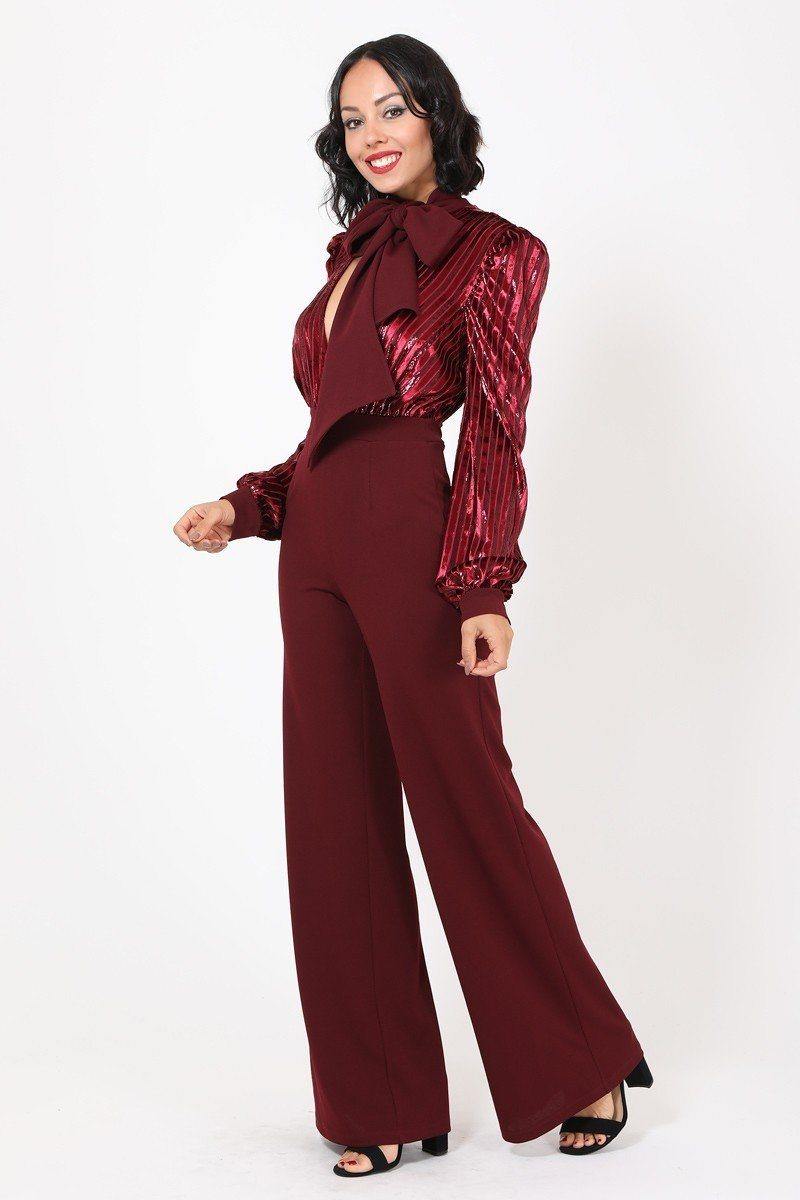 Gorgeous Shiny Lining Pattern Jumpsuit - bulkybox