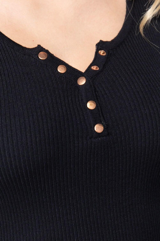 Snap Button Detail Sweater Top - bulkybox