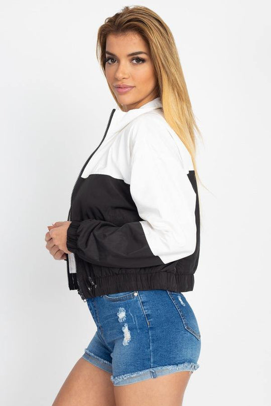 Long Sleeve Color Blocking Wind Breaker - bulkybox