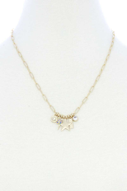 Dainty Star Lighting Bolt Charm Metal Necklace