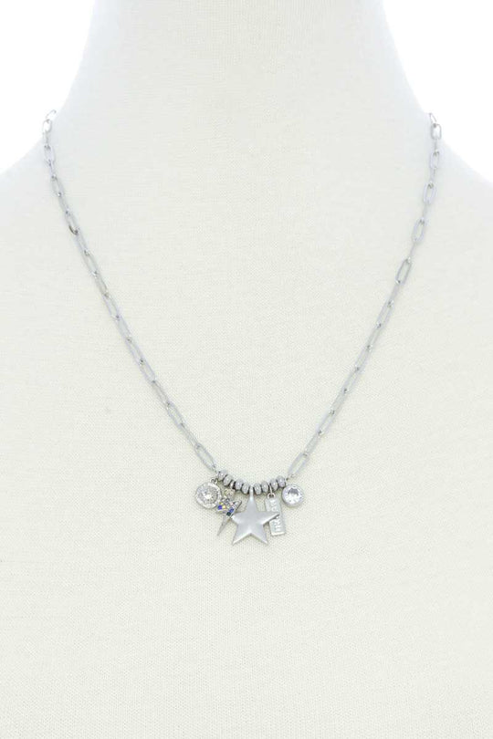 Dainty Star Lighting Bolt Charm Metal Necklace