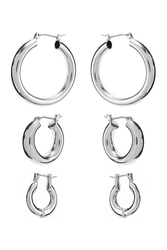 Basic Mini Hoop Earring 3 Pair Set