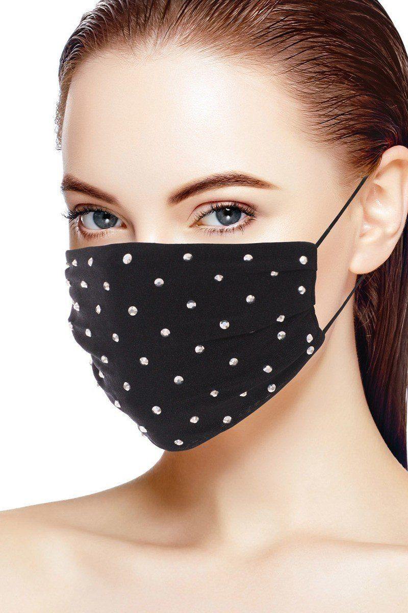 3d Shiny Silver Metal Studs Rhinestone Jersey Fashion Face Mask - bulkybox