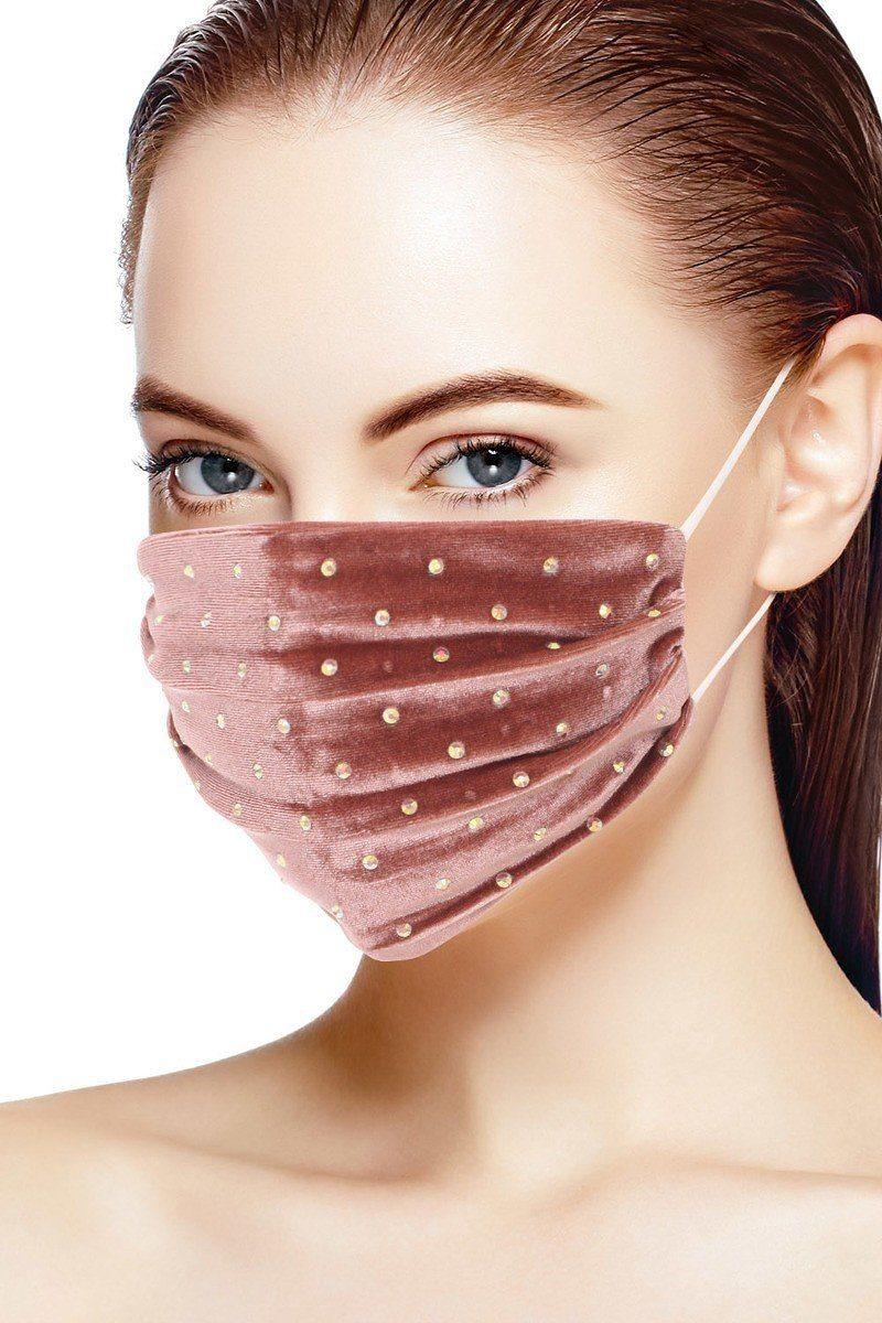 3d Shiny Iridescent Rhinestone Velvet Fashion Face Mask - bulkybox