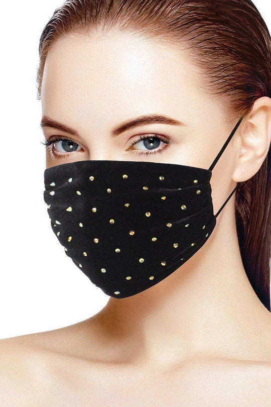 3d Shiny Iridescent Rhinestone Velvet Fashion Face Mask - bulkybox