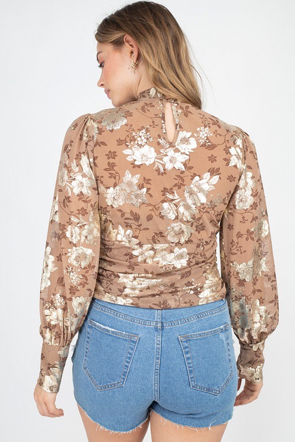 Floral Print Front & Back Keyhole Top