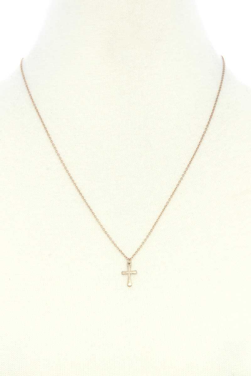 Dainty Cross Charm Layered Necklace