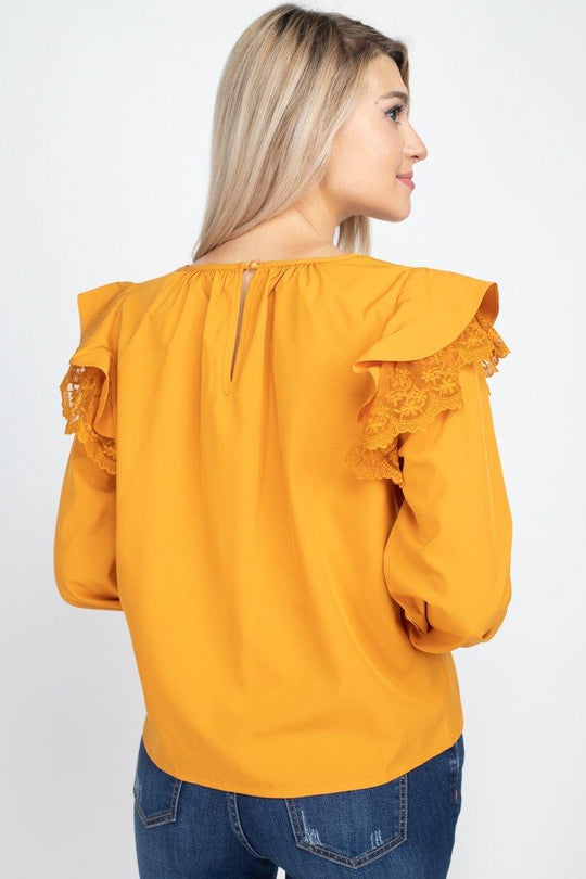 Balloon Sleeve Lace Ruffle Top - bulkybox