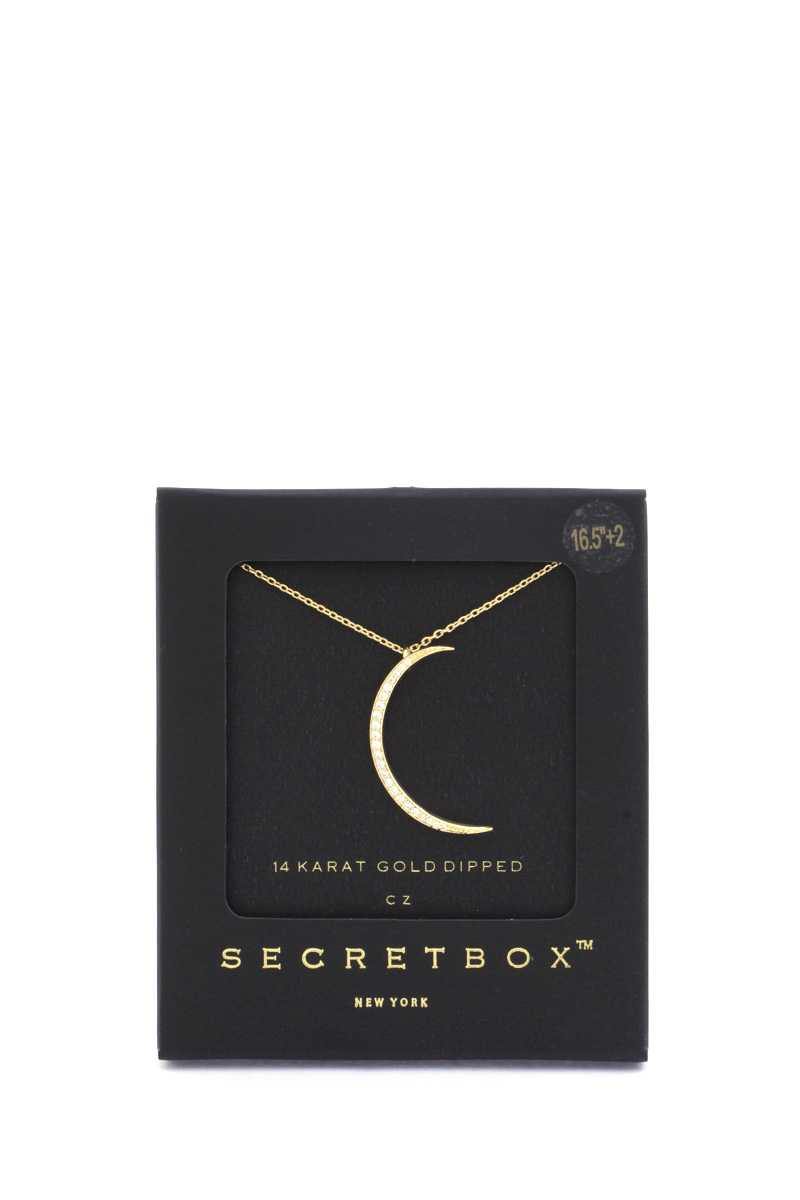 Secret Box Crescent Moon Pendant Necklace - bulkybox