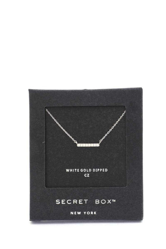 Secret Box Cubic Zirconia Bar Necklace - bulkybox