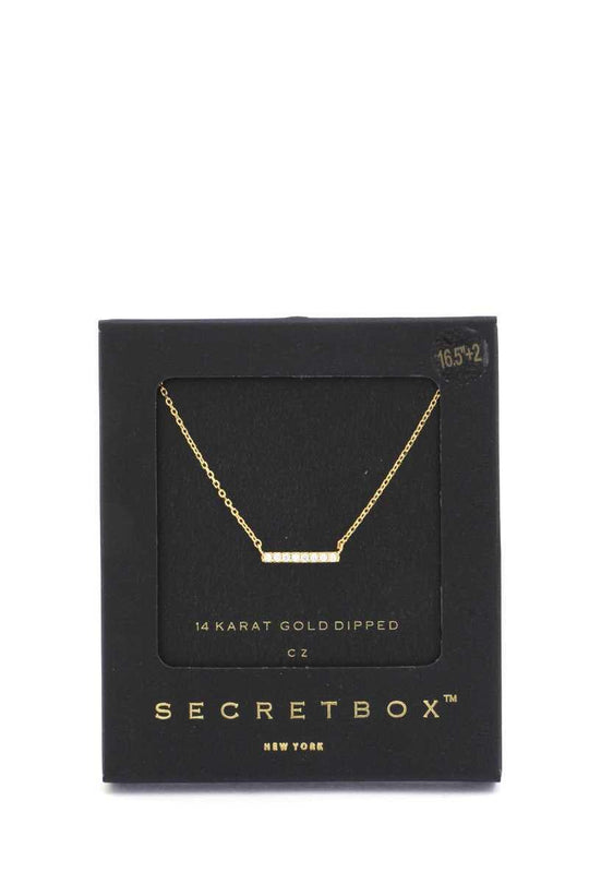 Secret Box Cubic Zirconia Bar Necklace - bulkybox