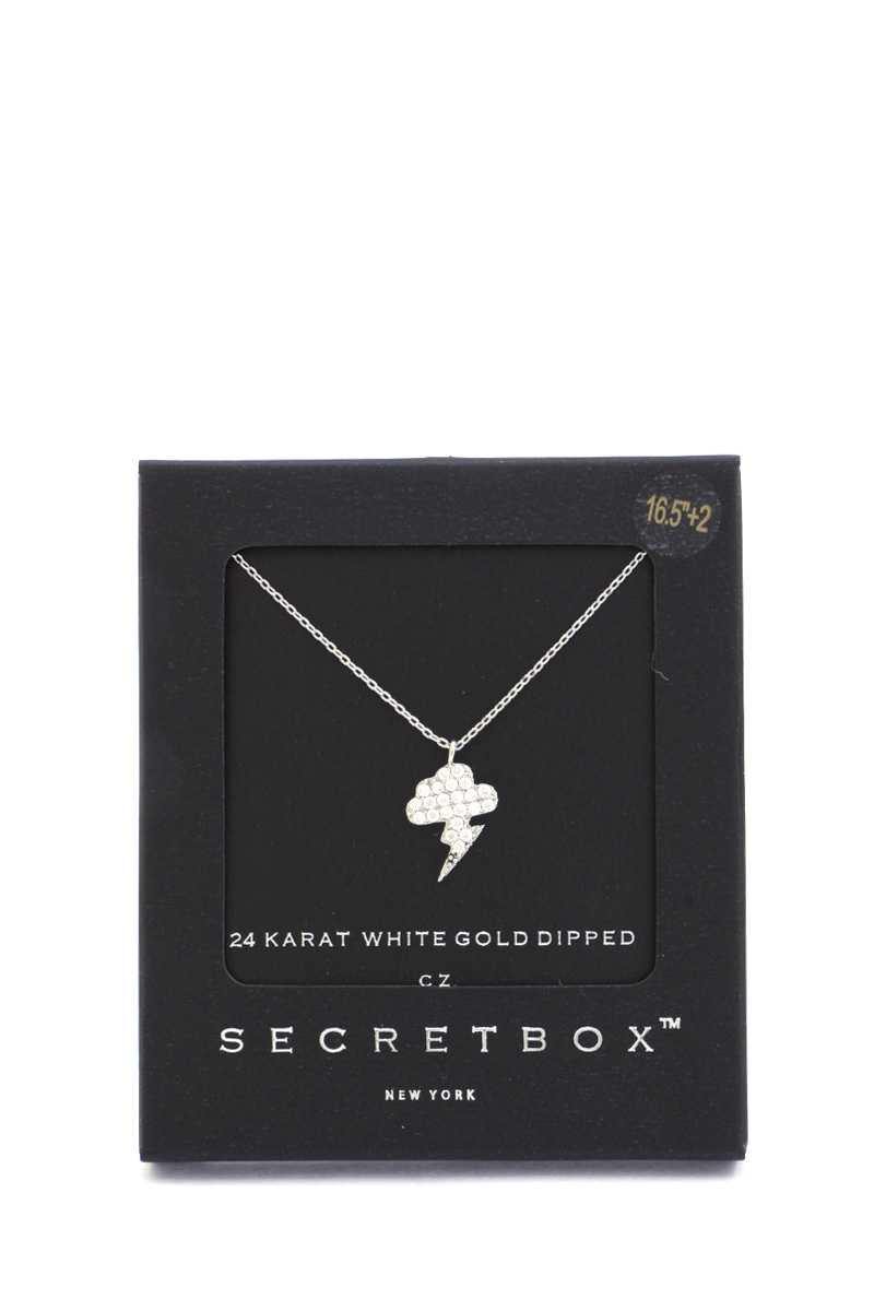 Secret Box Lighting Bolt Charm Necklace - bulkybox