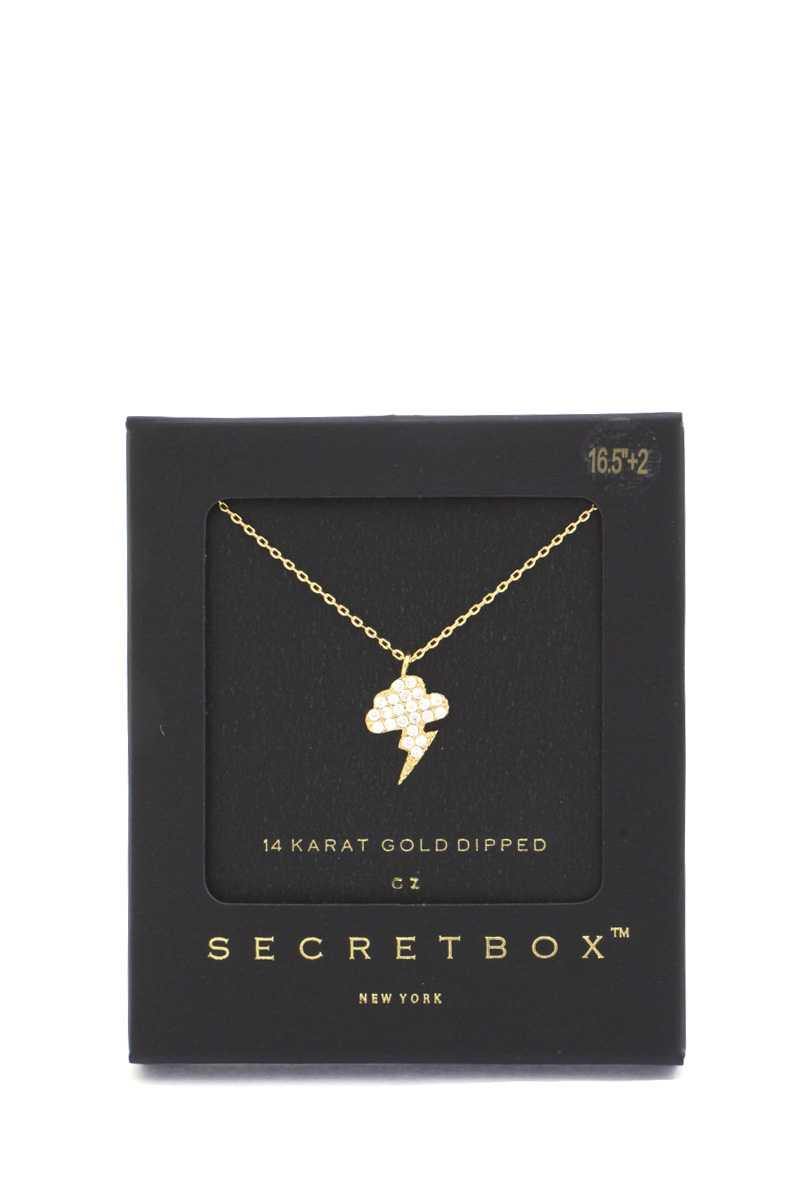 Secret Box Lighting Bolt Charm Necklace - bulkybox