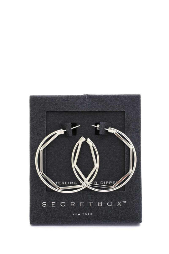 Secret Box Hexagon Shape Open Circle Earring - bulkybox