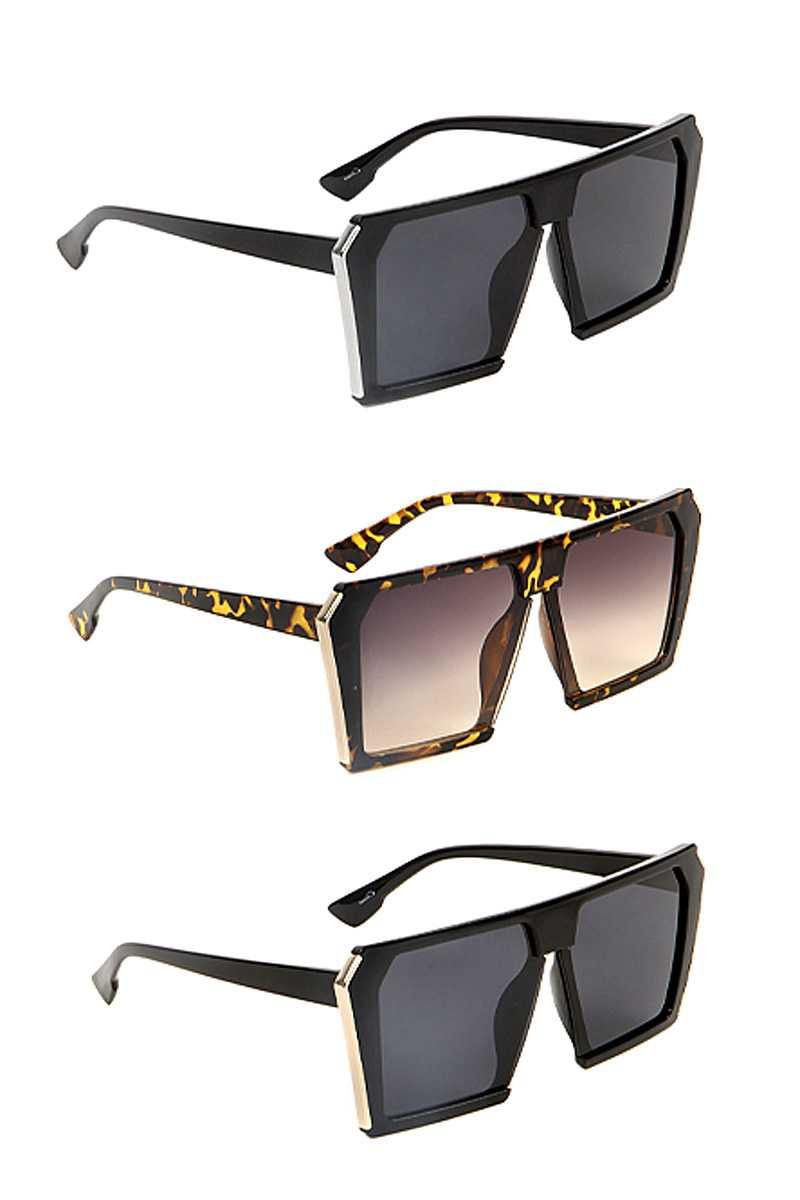 Fashion Plastic Square Metal Edge Sunglasses - bulkybox