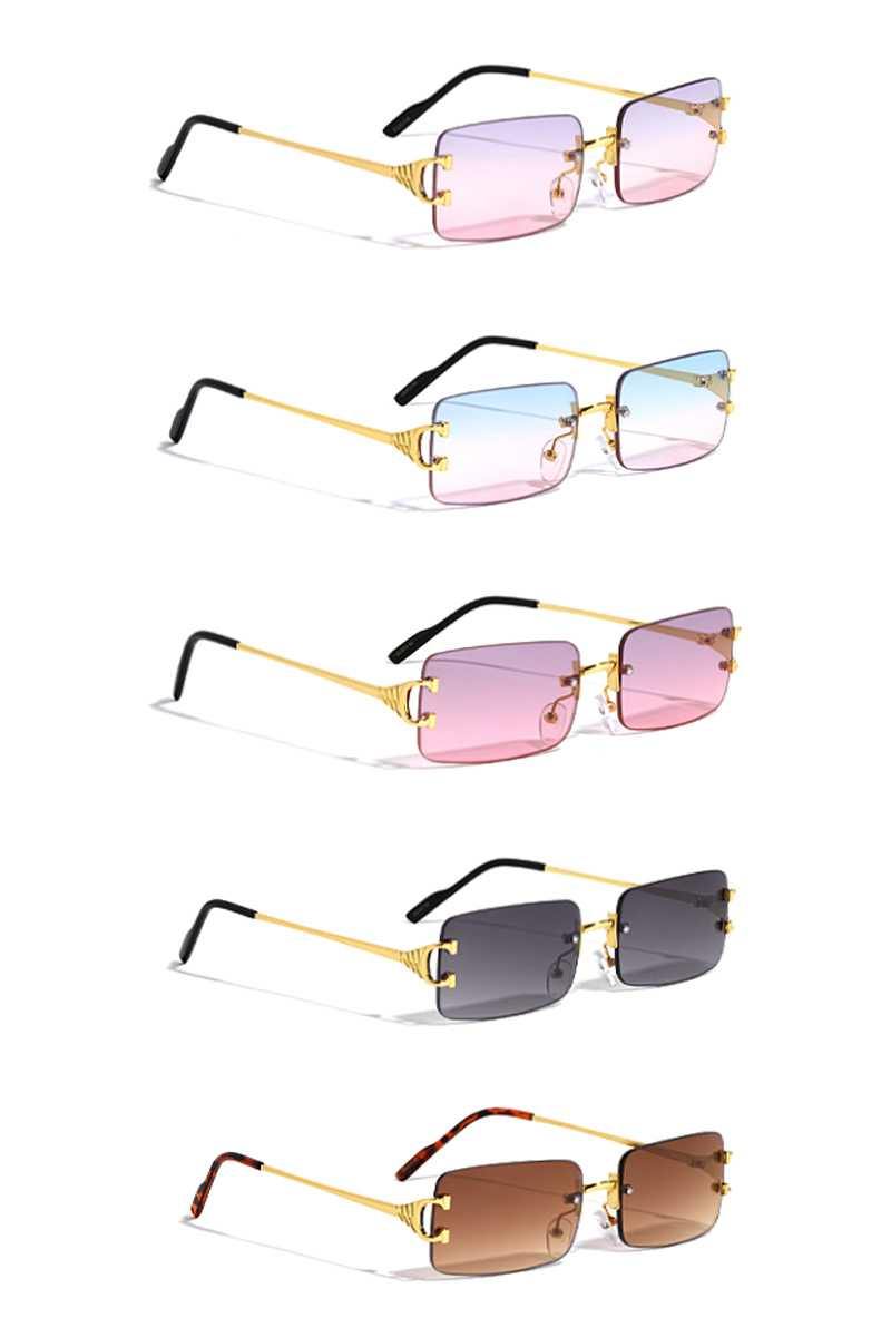 Stylish Metal Square Rimless Sunglasses - bulkybox