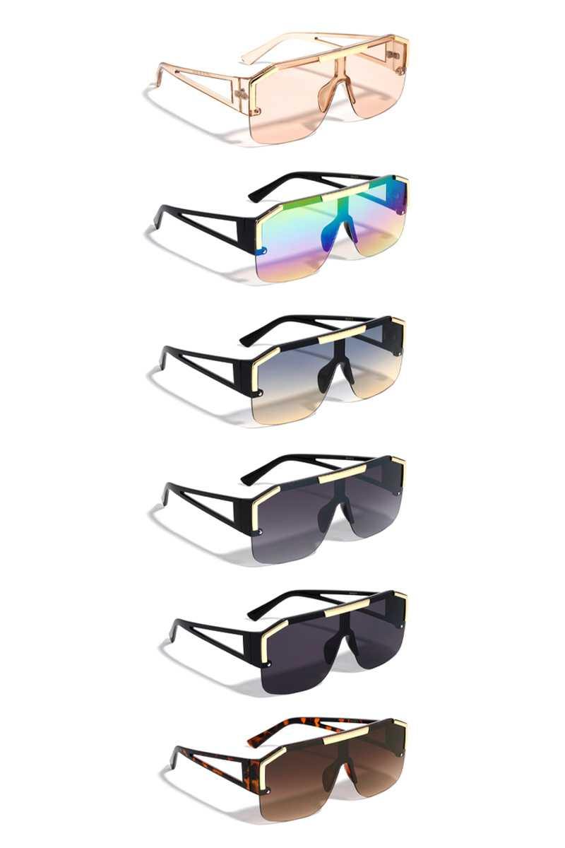 Modern Plastic Shield Triangular Temple Sunglasses - bulkybox