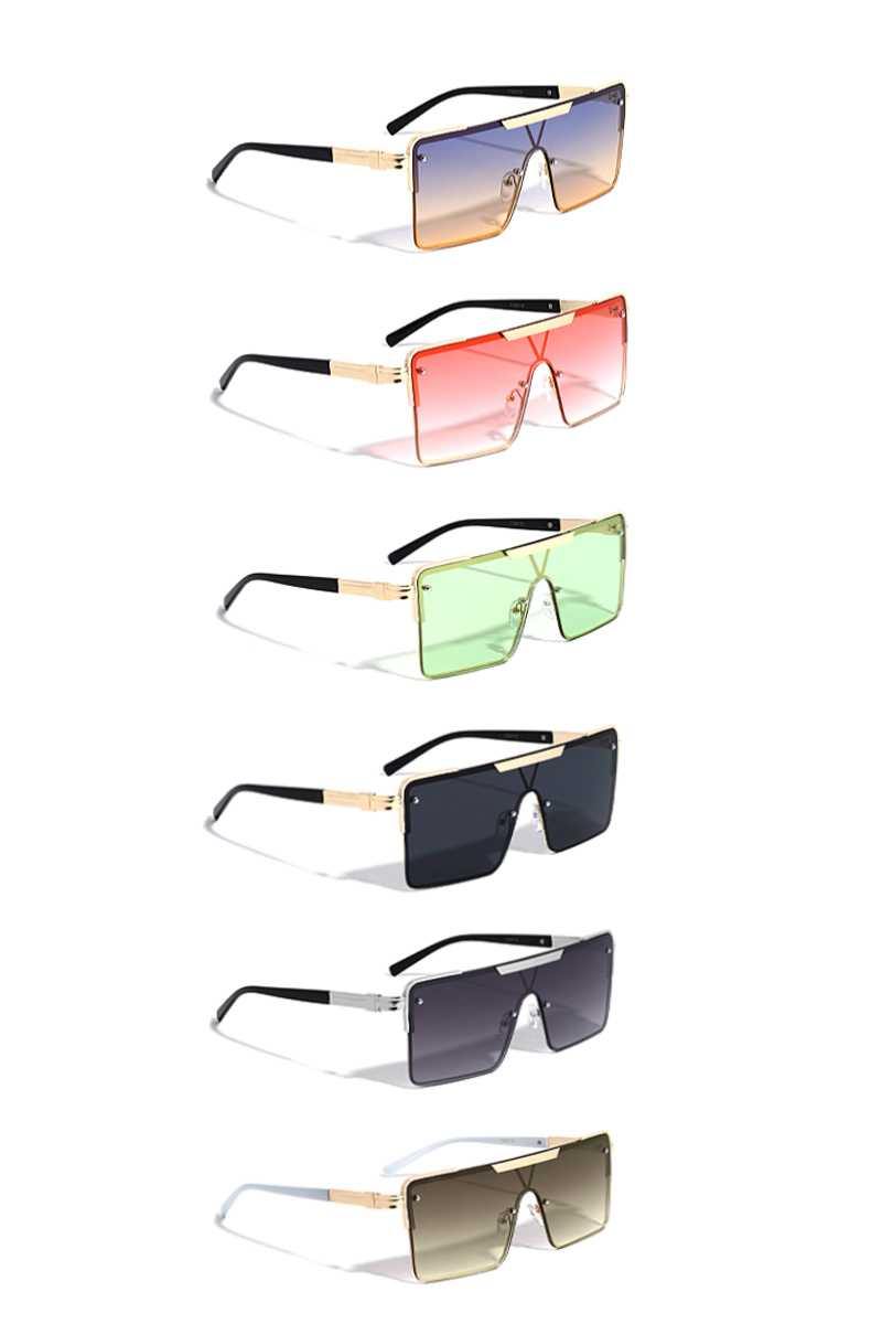 Cool Metal Rectangle Shield Sunglasses - bulkybox