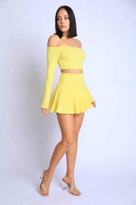 Off Shoulder, Skater Skirt Set - bulkybox