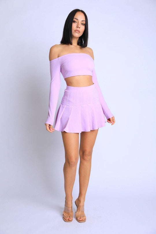 Off Shoulder, Skater Skirt Set - bulkybox