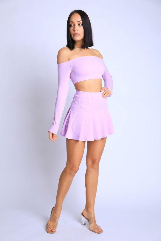 Off Shoulder, Skater Skirt Set - bulkybox