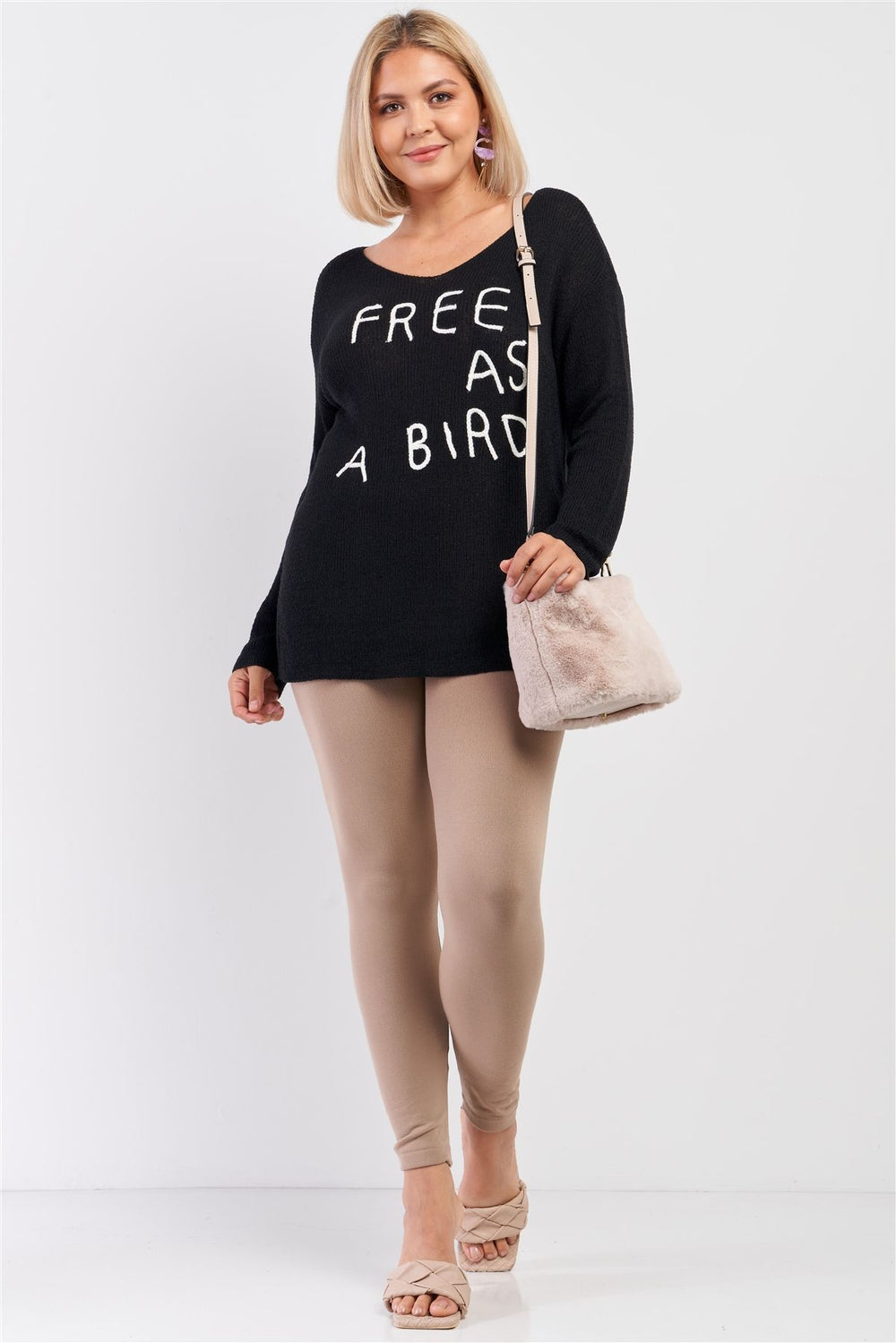 Plus "free As A Bird" Logo Knit Sweater